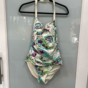 TOMMY BAHAMA One Piece Bandeau Swimsuit Paisley Shirred Front Women's Sz 16
